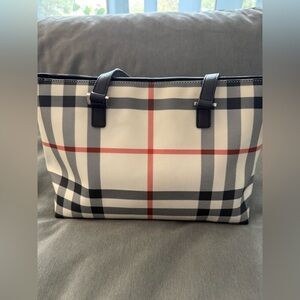 Authentic Burberry Nova Check Tote Bag (moderate discoloration at exterior)